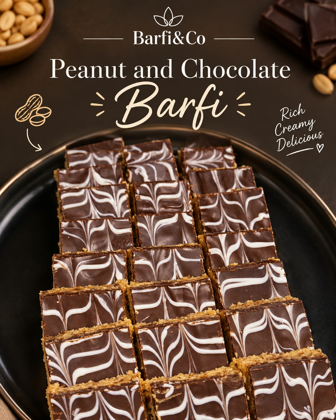 PEANUT AND CHOCOLATE BURFI